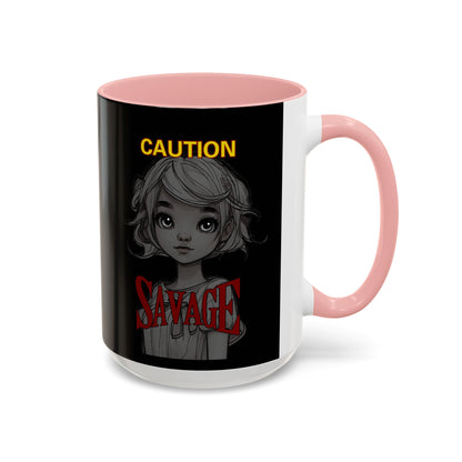 Caution, Savage Black Accent Mug by cypherpunkgear.com
