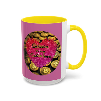 Bitcoin is My Valentine Pink Accent Mug by cypherpunkgear.com