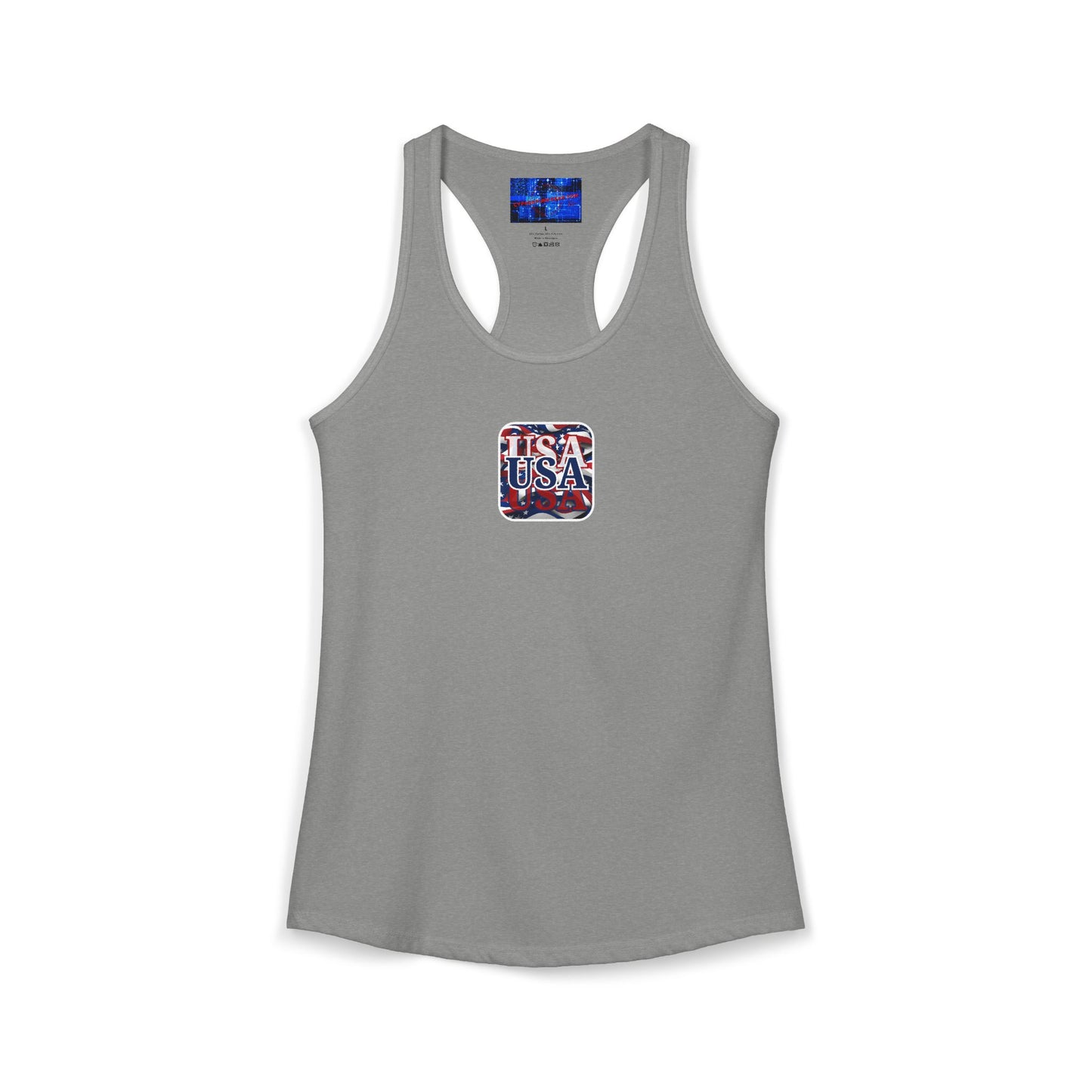 2-sided Red White and BLUE USA Patriot Women's Racerback Tank Top by cypherpunkgear.com