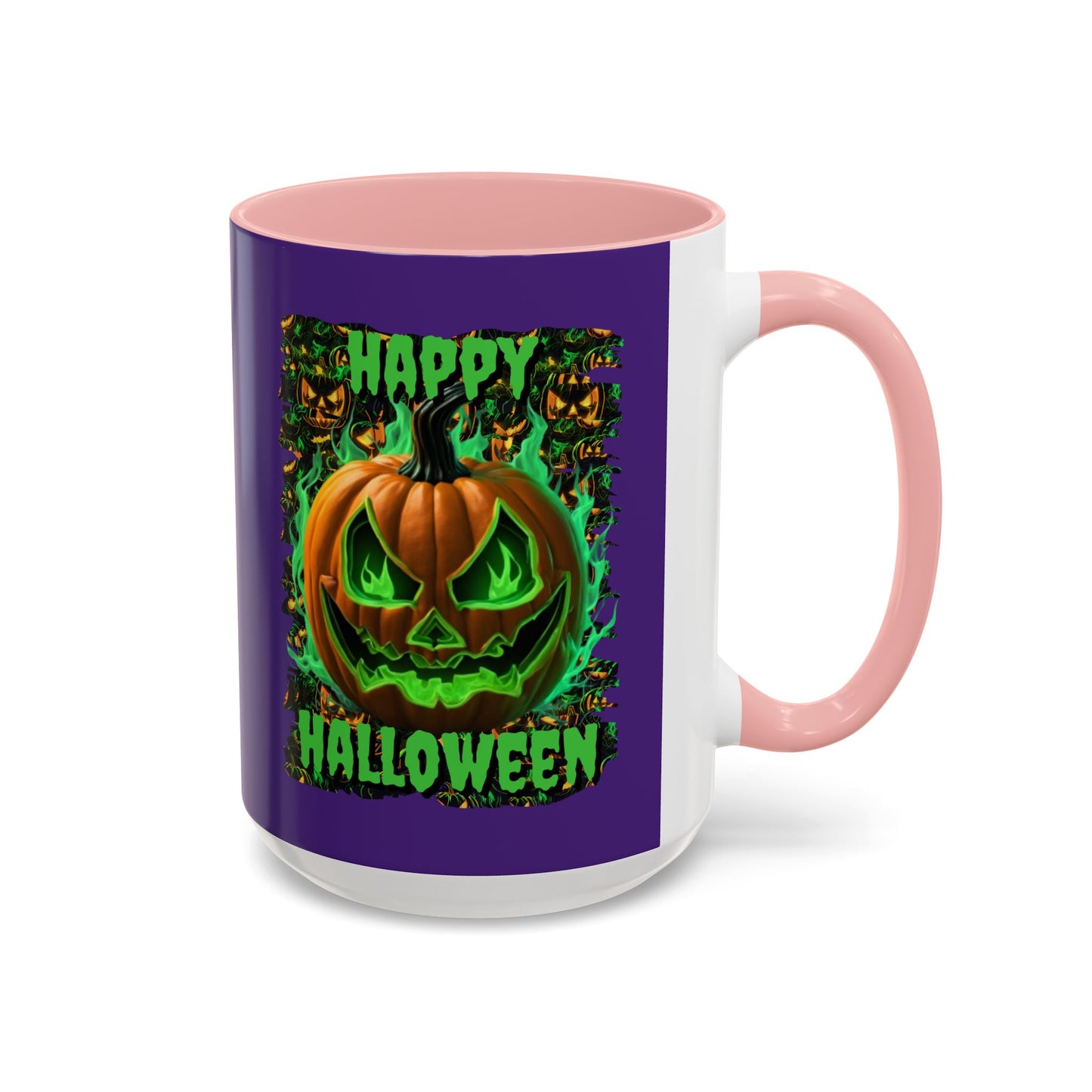 Happy Halloween Green Jack Purple Accent Mug by CreepyCrafts.boo