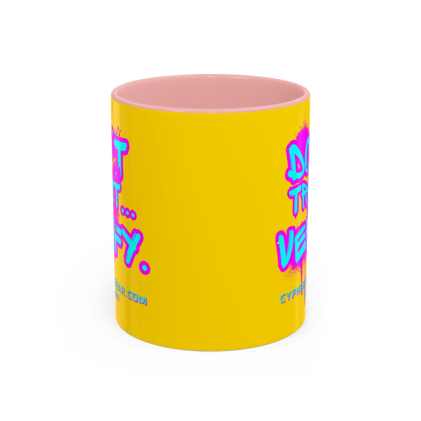 Don't Trust...Verify. Yellow Accent Mug by cypherpunkgear.com