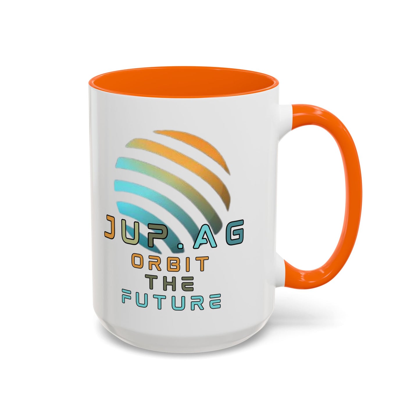 Jupiter (JUP) Orbit the Future White Accent Mug by cypherpunkgear.com