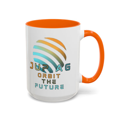 Jupiter (JUP) Orbit the Future White Accent Mug by cypherpunkgear.com