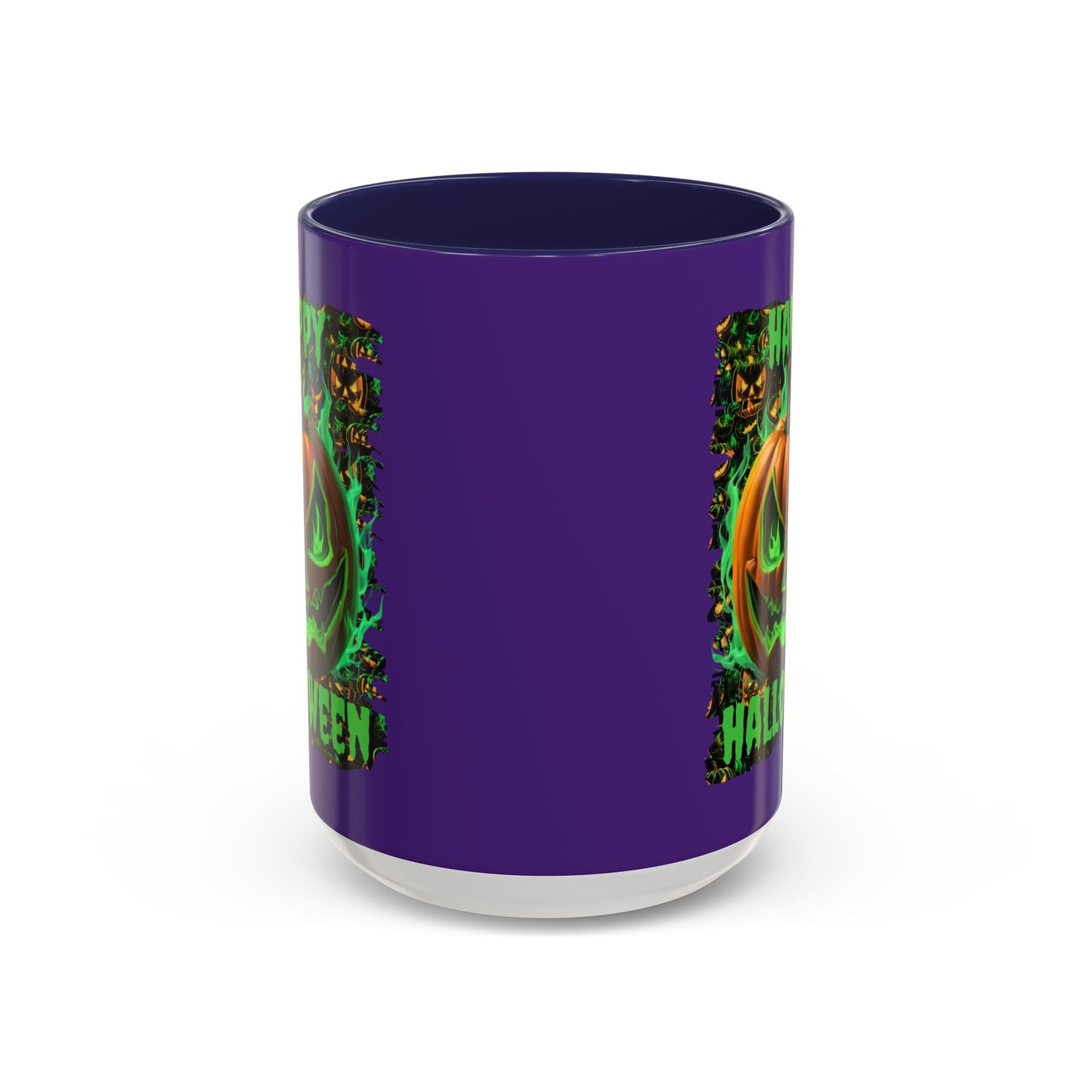 Happy Halloween Green Jack Purple Accent Mug by CreepyCrafts.boo