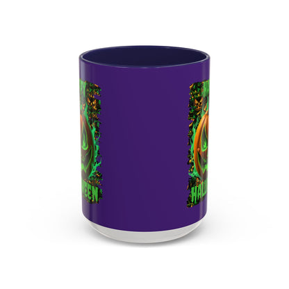 Happy Halloween Green Jack Purple Accent Mug by CreepyCrafts.boo