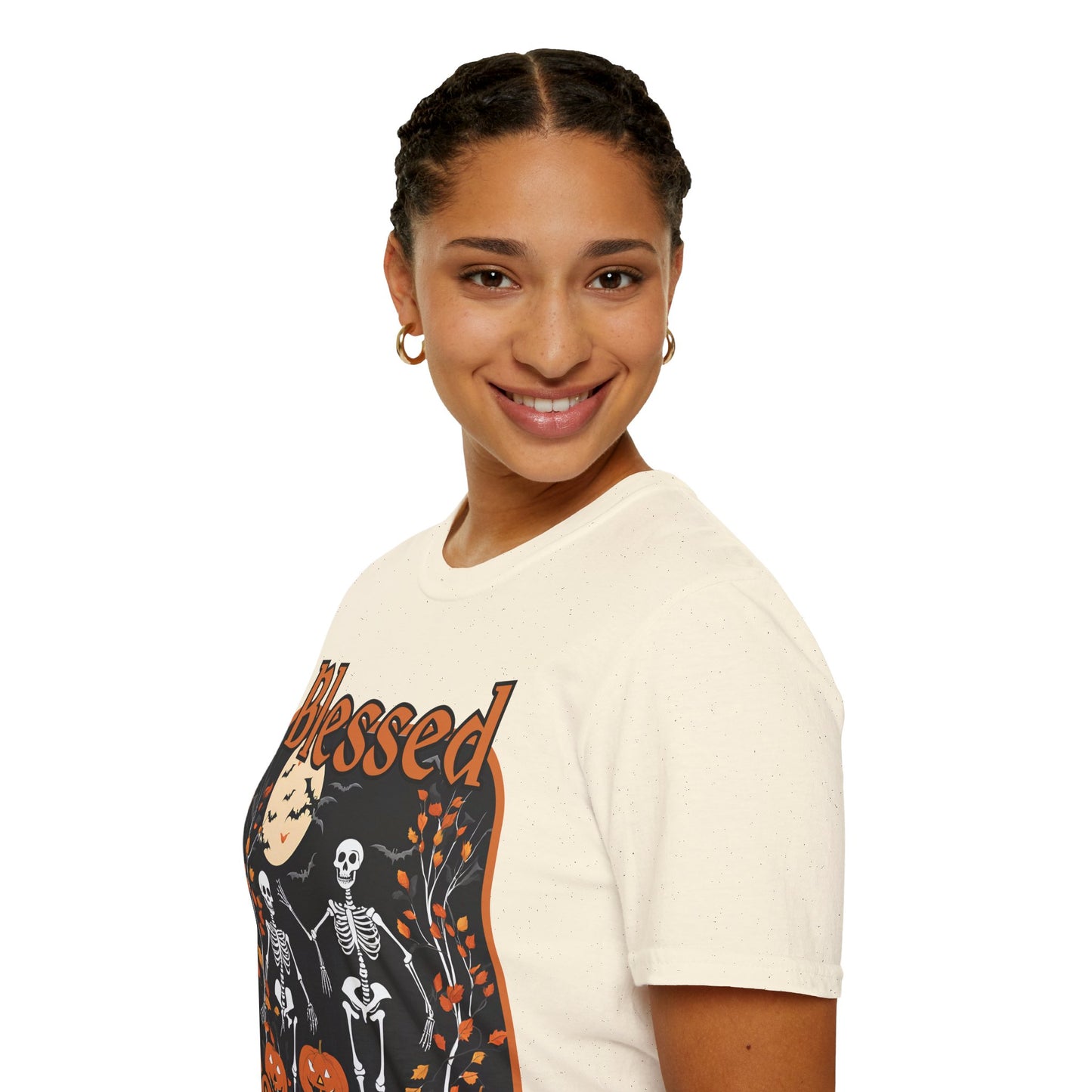 Spooktacular Skeletons of Samhain Light colors Unisex T-Shirt by CreepyCrafts.boo