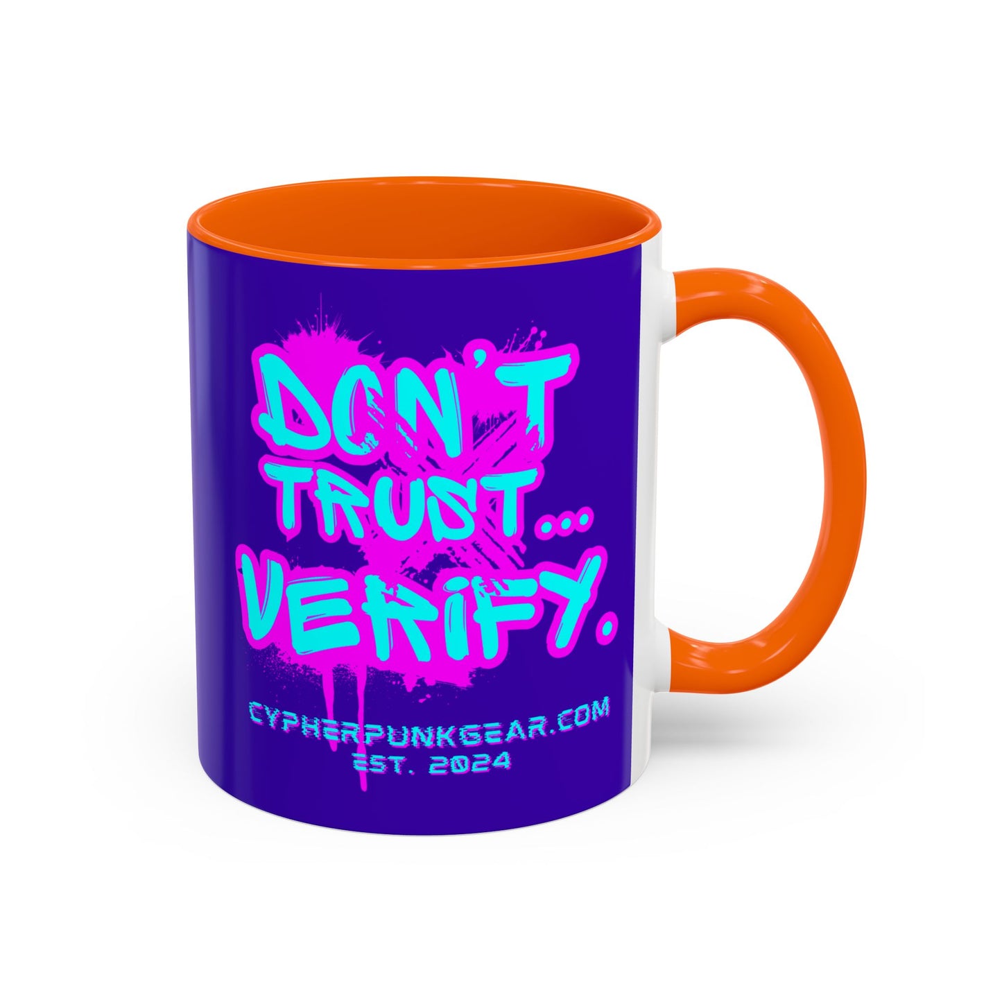 Don't Trust...Verify. Dark Purple Accent Mug by cypherpunkgear.com