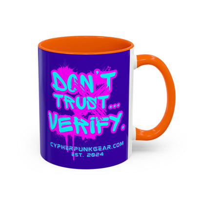 Don't Trust...Verify. Dark Purple Accent Mug by cypherpunkgear.com