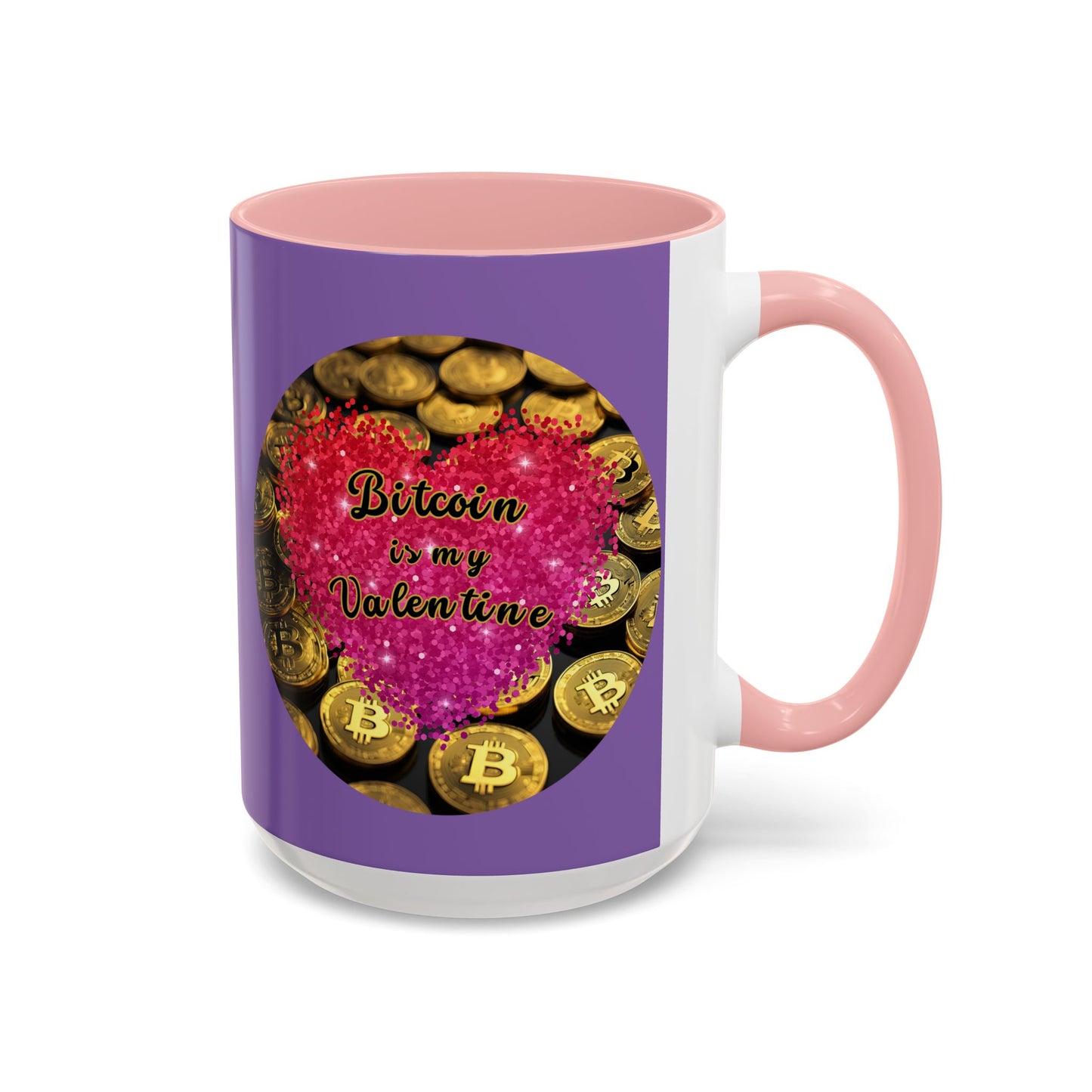 Bitcoin is My Valentine Light Purple Accent Mug by cypherpunkgear.com