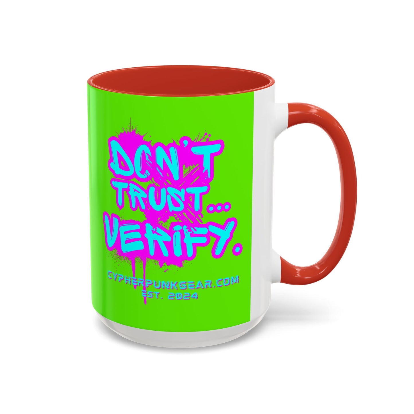 Don't Trust...Verify. Green Accent Mug by cypherpunkgear.com