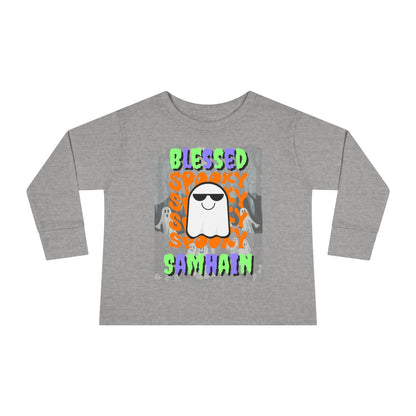 Spooky Blessed Samhain Ghost Mixed font Toddler Long Sleeve Tee by CreepyCrafts.boo