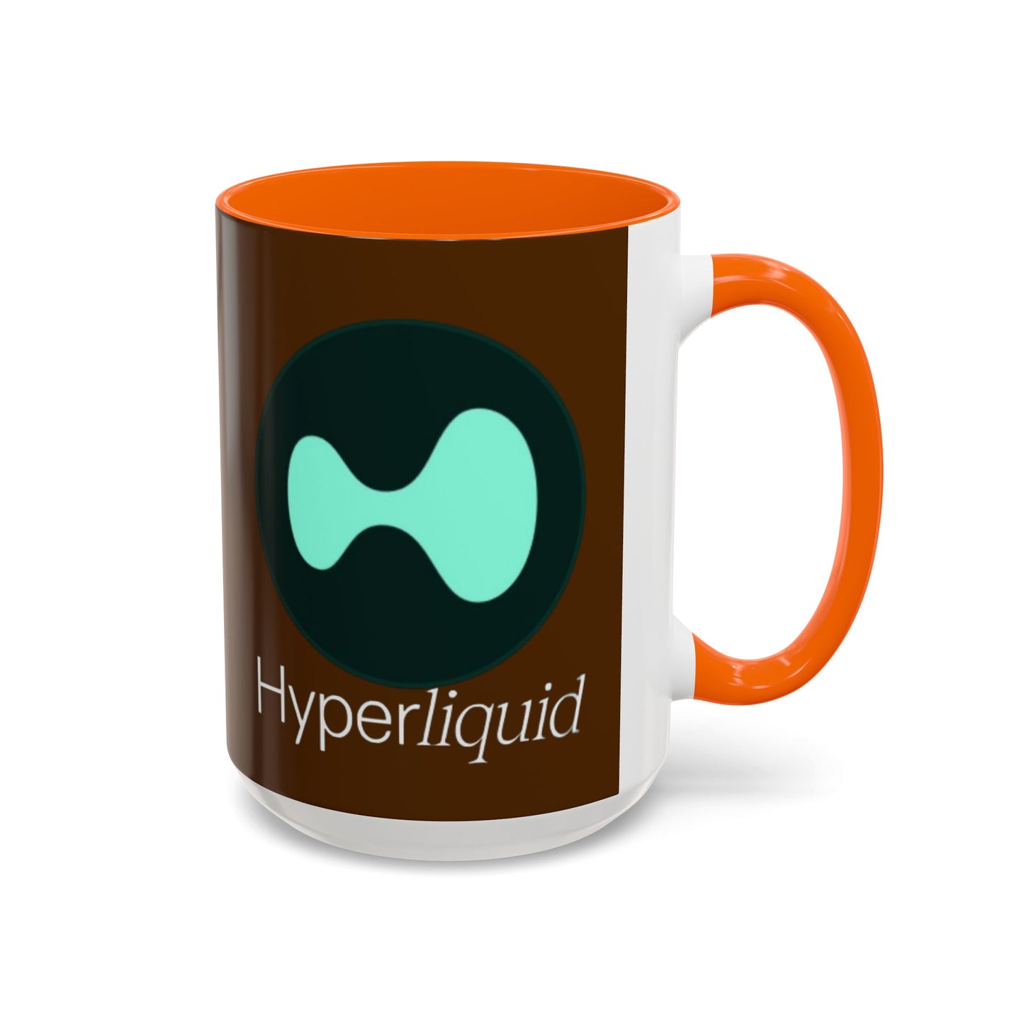 Hyperliquid White font Brown Accent Mug by cypherpunkgear.com