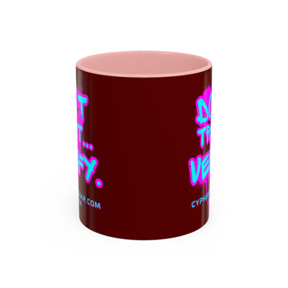 Don't Trust...Verify. Red Accent Mug by cypherpunkgear.com
