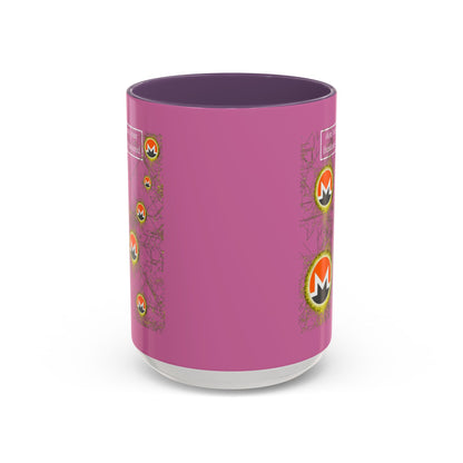 Monero (XMR) don't assume your freedoms are assured Pink Accent Mug by cypherpunkgear.com