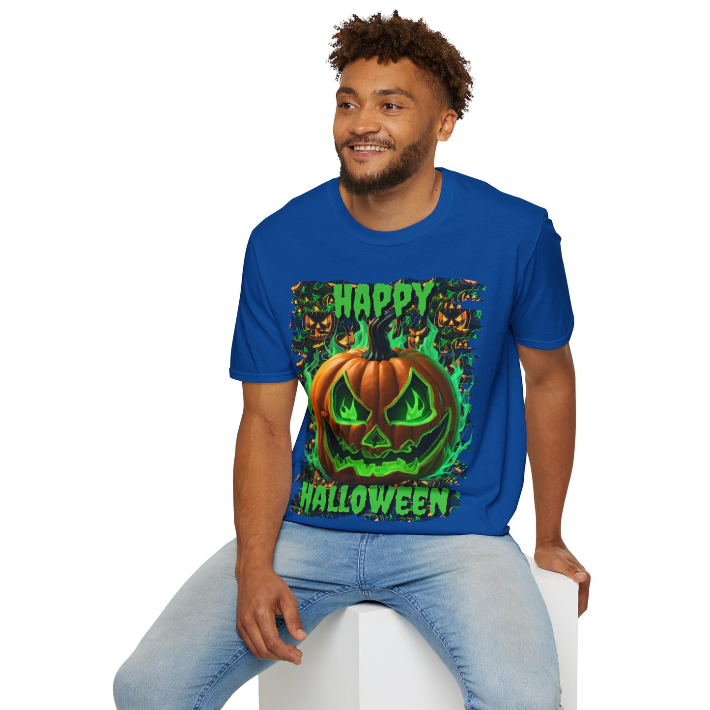 Happy Halloween Green Jack Dark colors Unisex T-Shirt by CreepyCrafts.boo
