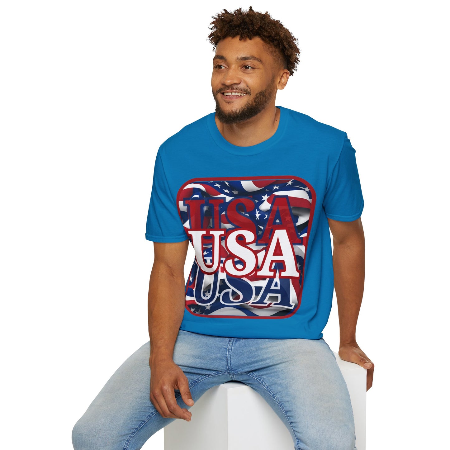 Red WHITE and Blue USA Patriot Dark colors Unisex T-Shirt by cypherpunkgear.com