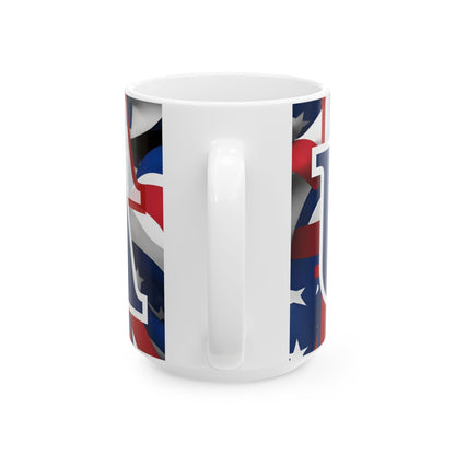 USA! USA! USA Blue font Patriot White Mug by cypherpunkgear.com