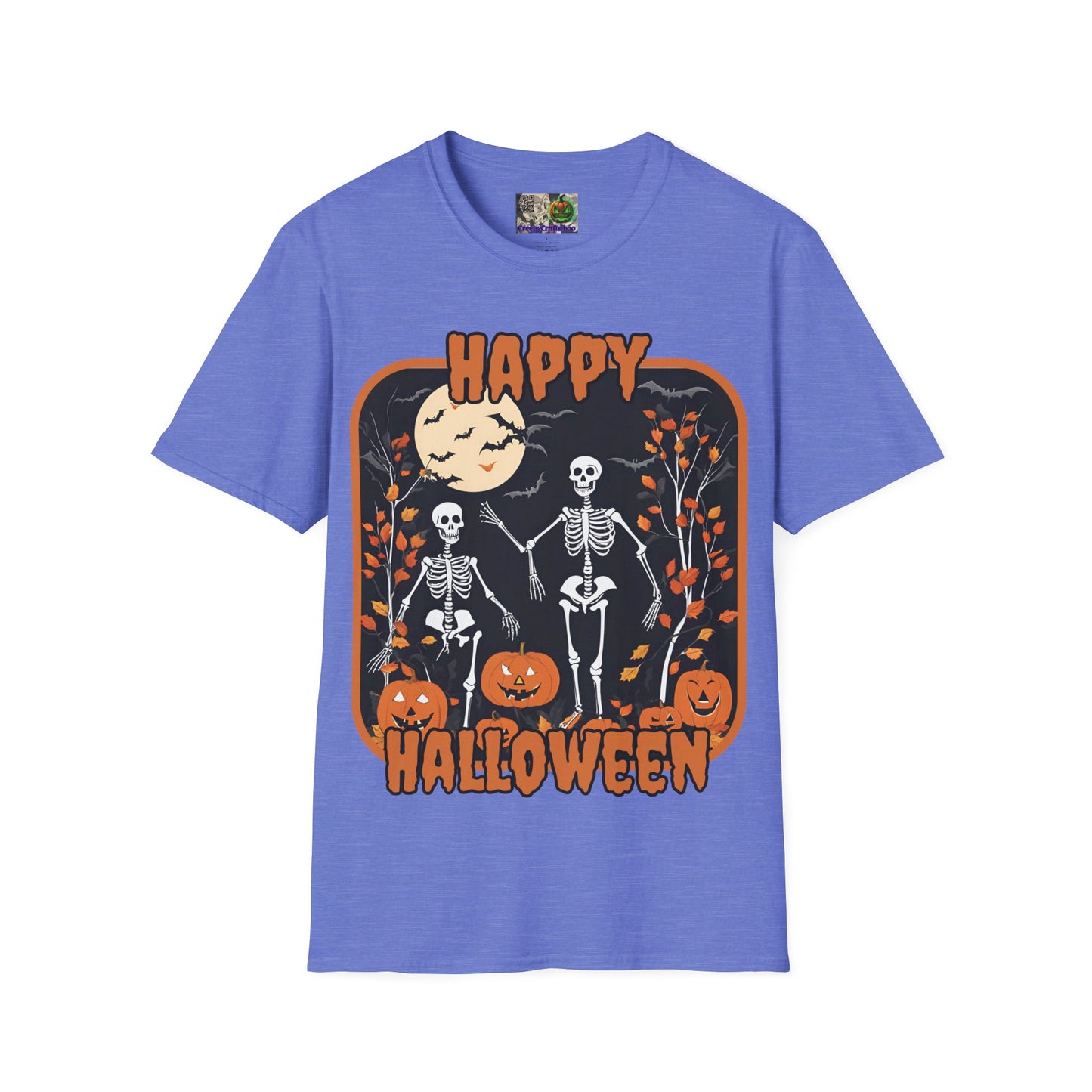 Spooktacular Skeletons of Halloween Light colors Unisex T-shirt by CreepyCrafts.boo