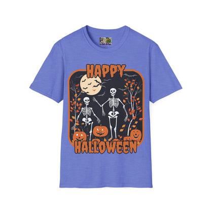 Spooktacular Skeletons of Halloween Light colors Unisex T-shirt by CreepyCrafts.boo
