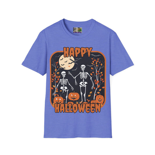 Spooktacular Skeletons of Halloween Light colors Unisex T-shirt by CreepyCrafts.boo