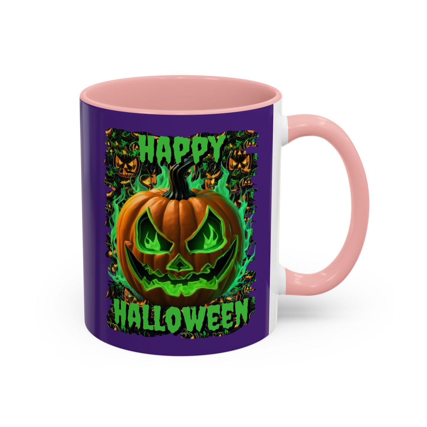 Happy Halloween Green Jack Purple Accent Mug by CreepyCrafts.boo
