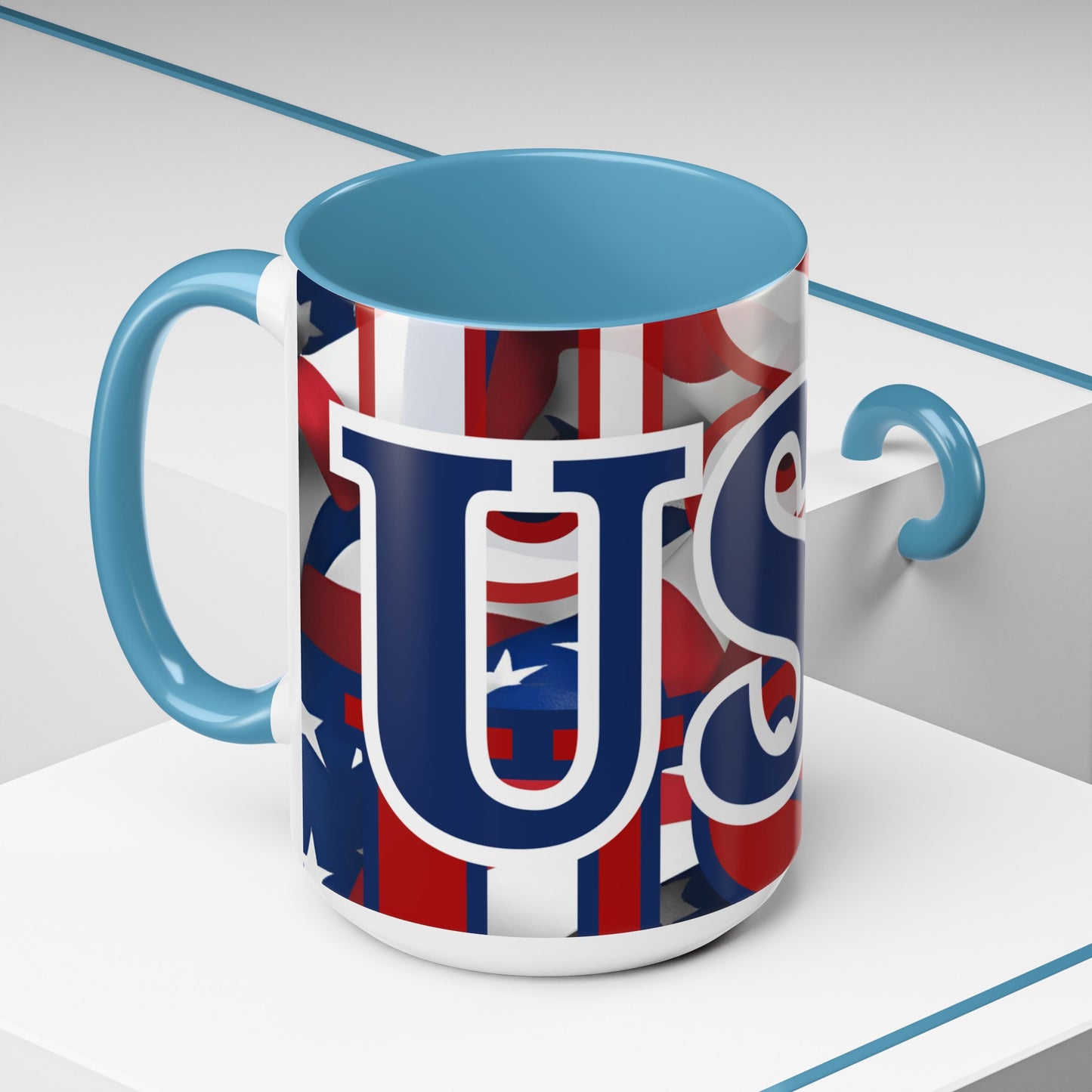 USA! USA! USA BLfont Patriot Accent Mug by cypherpunkgear