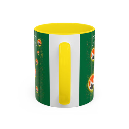 Monero (XMR) don't assume your freedoms are assured Green Accent Mug by cypherpunkgear.com