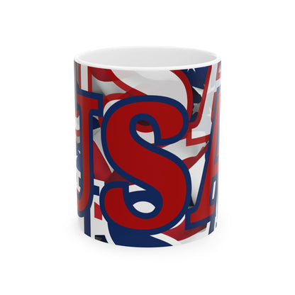 USA! USA! USA Red font Patriot White Mug by cypherpunkgear.com