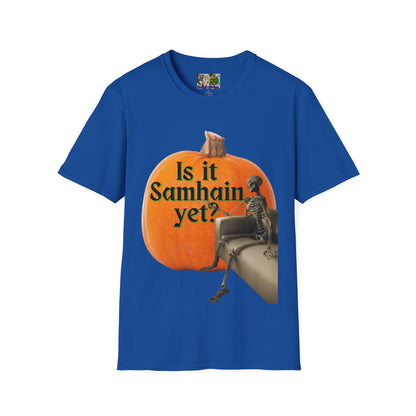 Is It Samhain Yet? Skeleton's Giant Pumpkin Dark colors Unisex T-Shirt by CreepyCrafts.boo