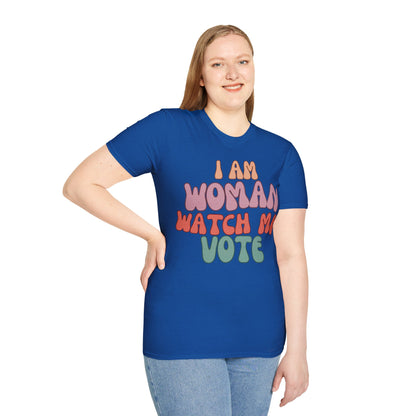 I Am Woman Watch Me Vote DKcolors Unisex T-Shirt by cypherpunkgear.com