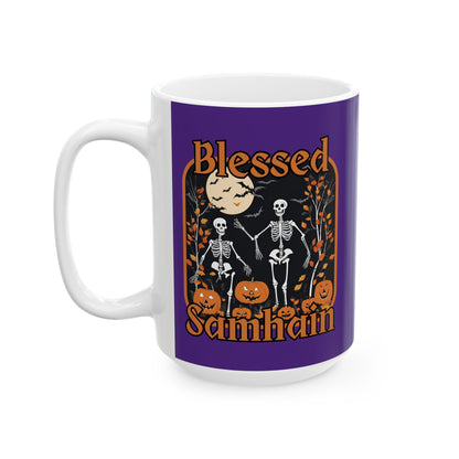 Spooktacular Skeletons of Samhain Purple Mug by CreepyCrafts.boo