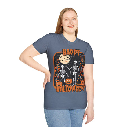 Spooktacular Skeletons of Halloween Dark colors Unisex T-shirt by CreepyCrafts.boo