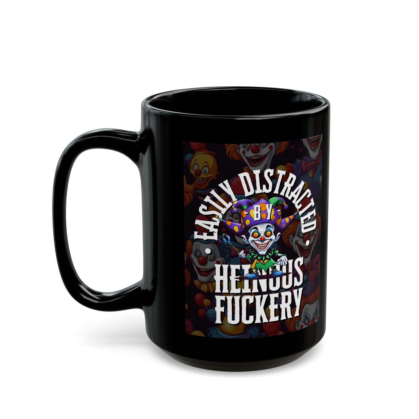 Easily Distracted by Heinous Fuckery Little Jinx Black Mug by cypherpunkgear.com