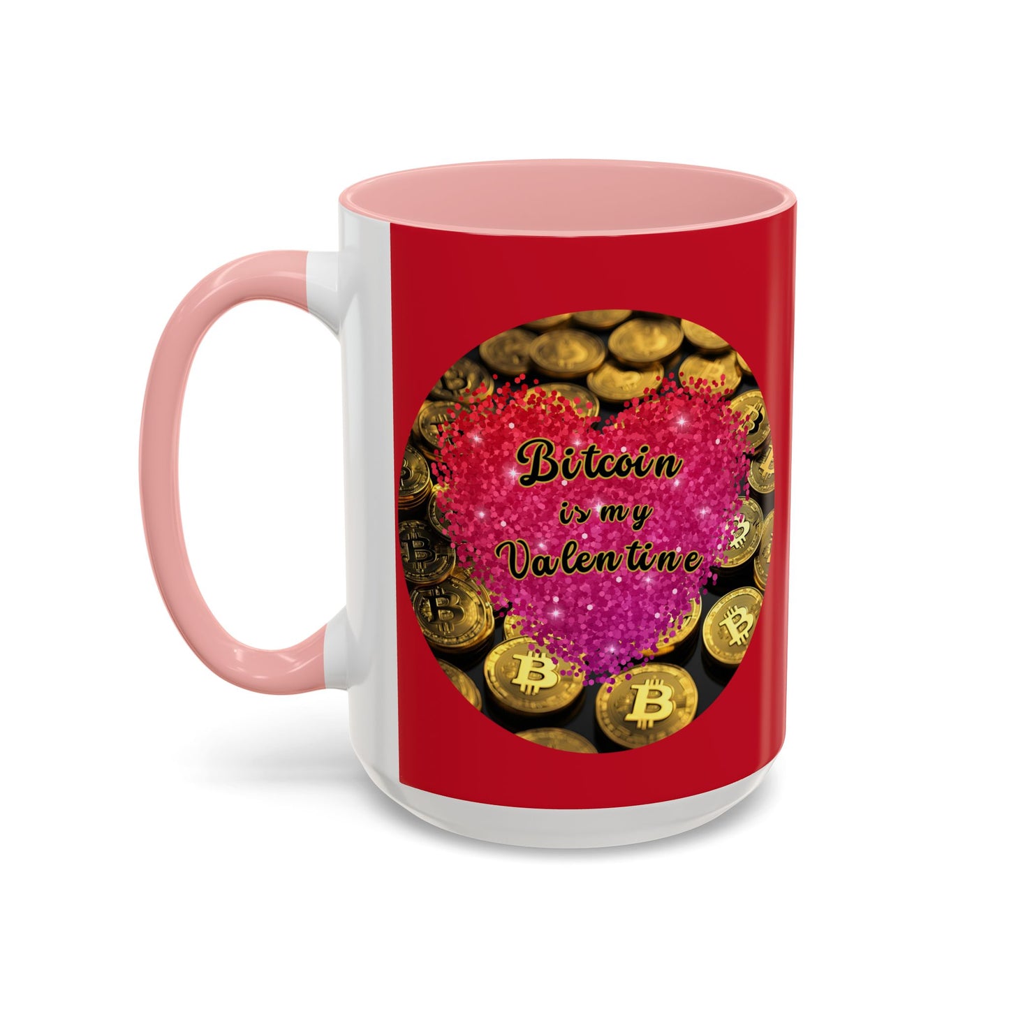 Bitcoin is My Valentine Red Accent Mug by cypherpunkgear.com
