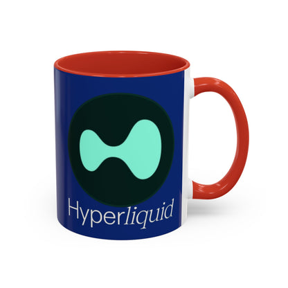 Hyperliquid White font Blue Accent Mug by cypherpunkgear.com