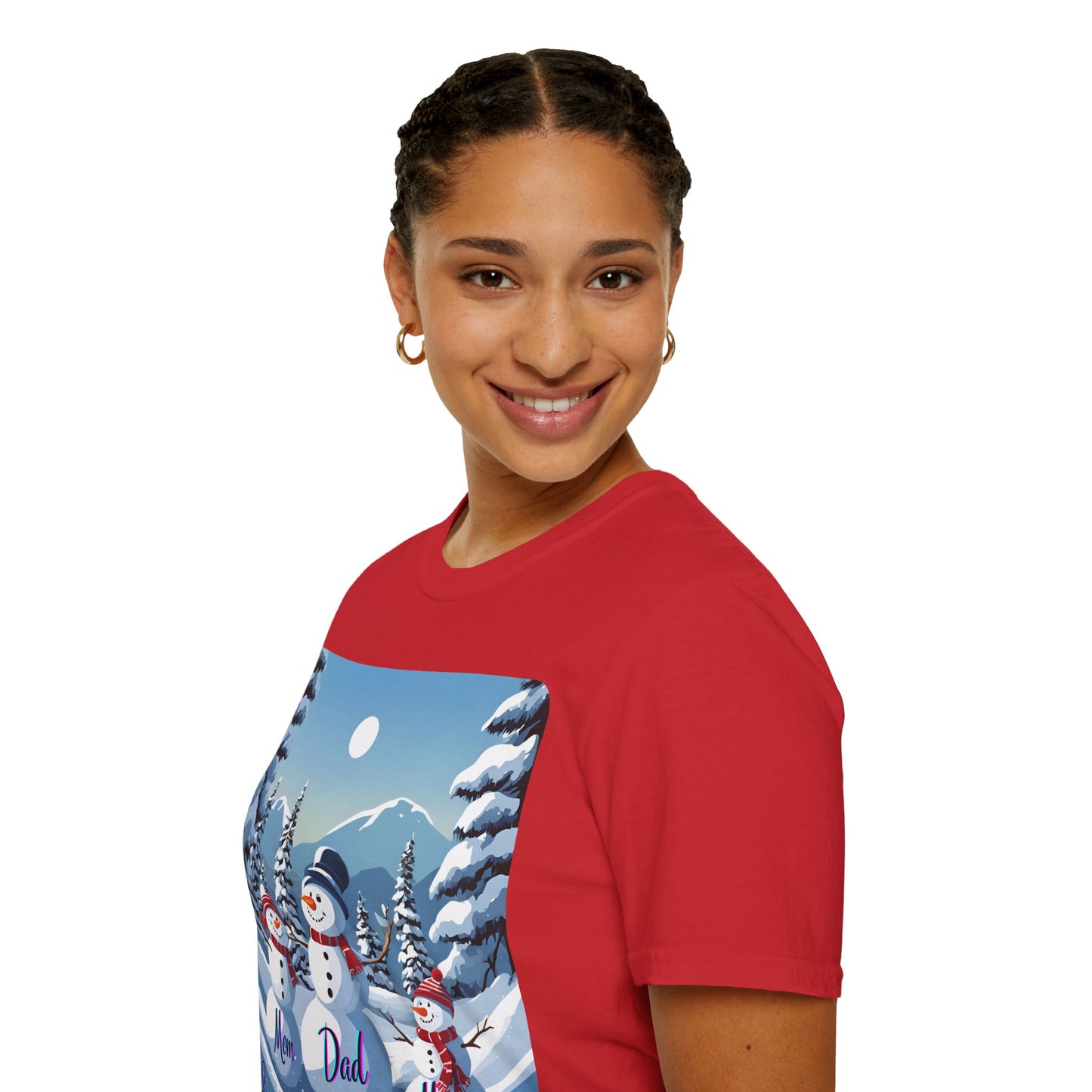 Snowman Family of 3 Light colors Unisex T-Shirt by cypherpunkgear.com