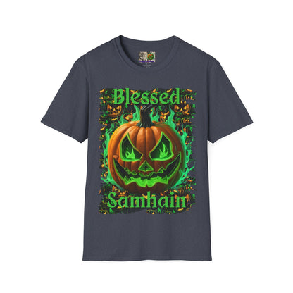 Blessed Samhain Green Jack Dark colors Unisex T-Shirt by CreepyCrafts.boo