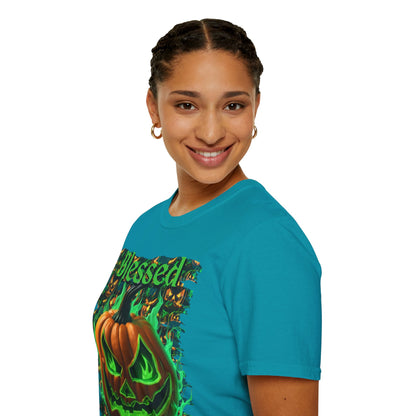 Blessed Samhain Green Jack Dark colors Unisex T-Shirt by CreepyCrafts.boo