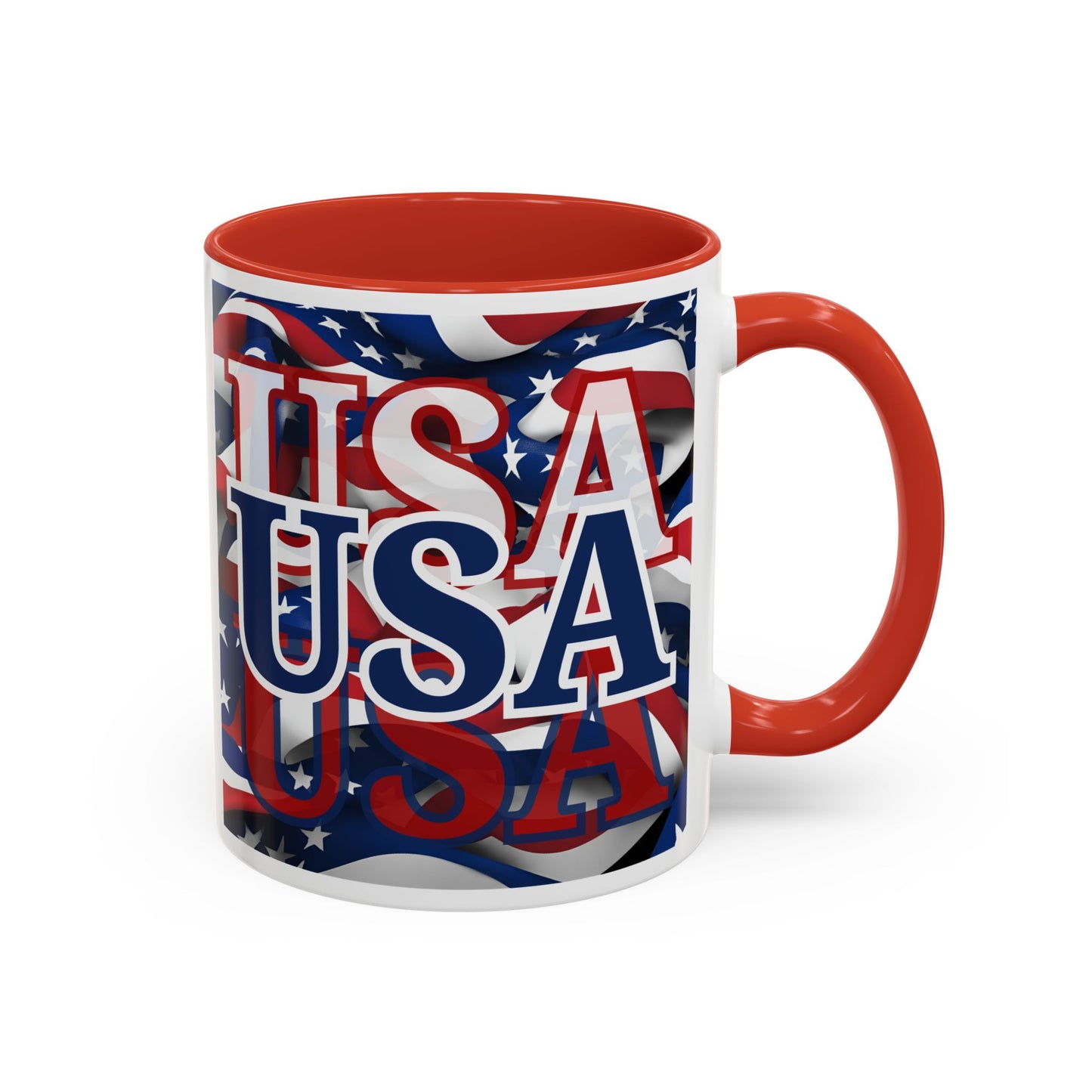 USA Blue font Center Patriot Accent Mug by cypherpunkgear.com