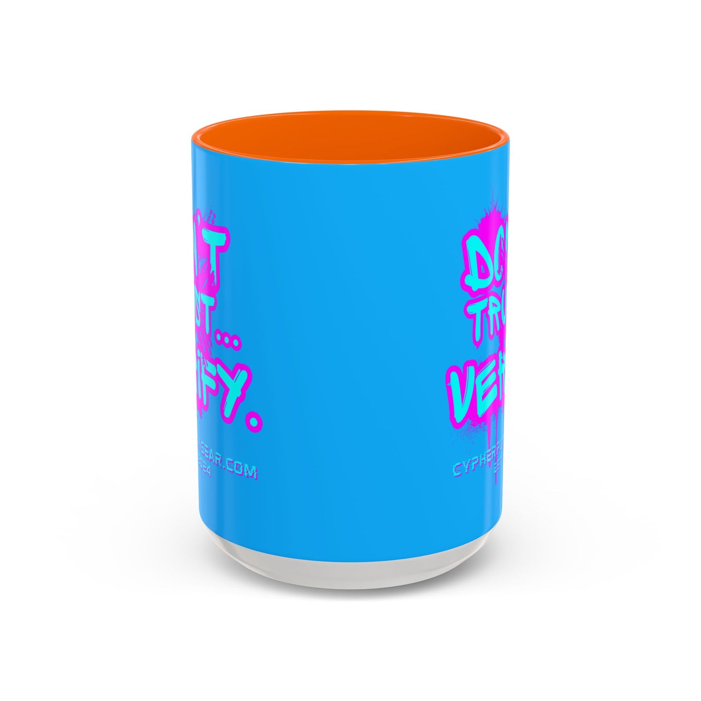Don't Trust...Verify. Light Blue Accent Mug by cypherpunkgear.com