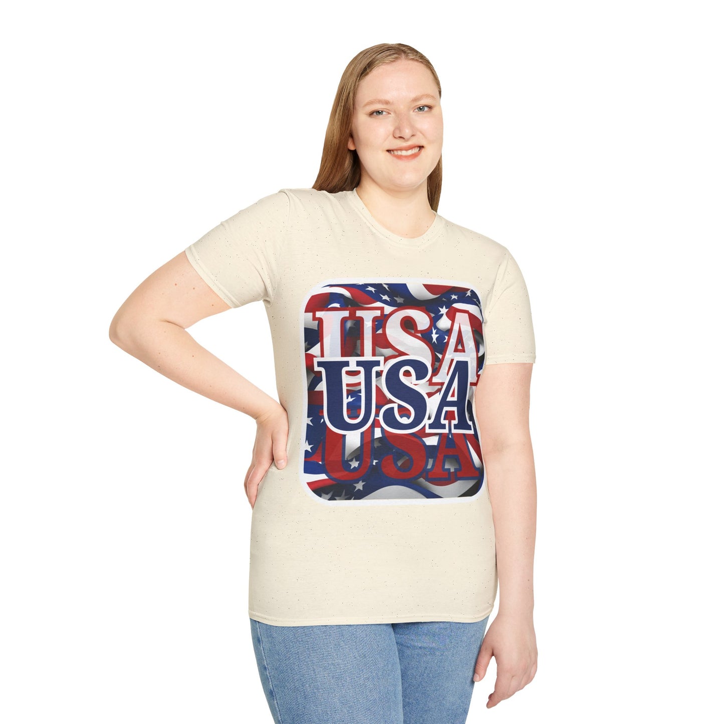 ¡EE.UU! ¡EE.UU! ¡EE.UU! ¡Patriota por cypherpunkgear! Camiseta unisex de estilo suave