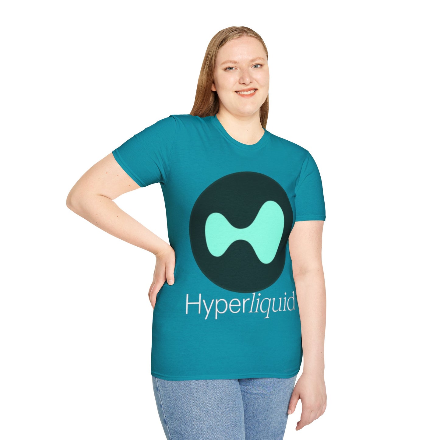 Hyperliquid White font Unisex T-Shirt by cypherpunkgear.com
