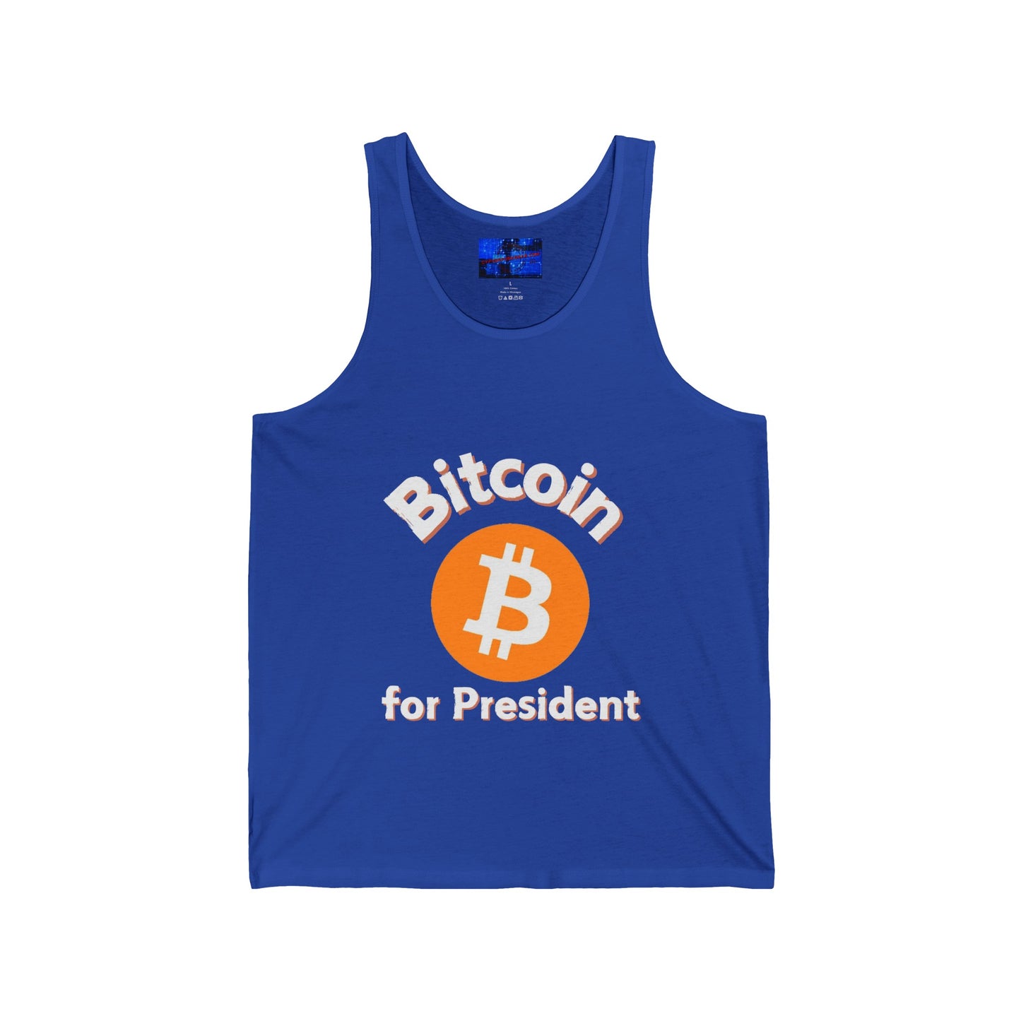 Bitcoin (BTC) for President Unisex Jersey Tank Top by cypherpunkgear