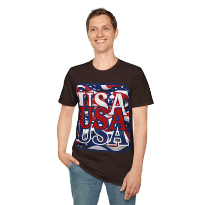 RED White and Blue USA Patriot DKcolors Unisex T-Shirt by cypherpunkgear