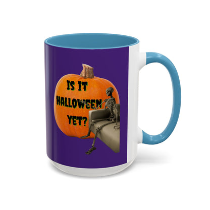 Is it Halloween yet? Skeleton's Giant Pumpkin Purple Accent Mug by CreepyCrafts.boo