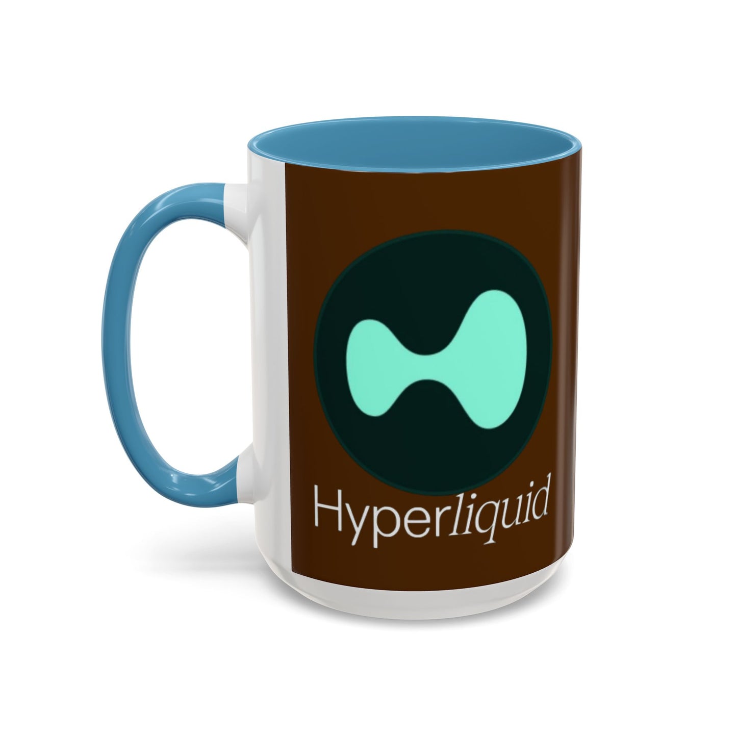 Hyperliquid White font Brown Accent Mug by cypherpunkgear.com