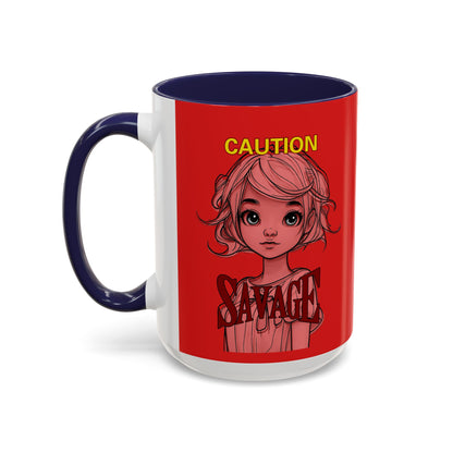 Caution, Savage Red Accent Mug by cypherpunkgear.com