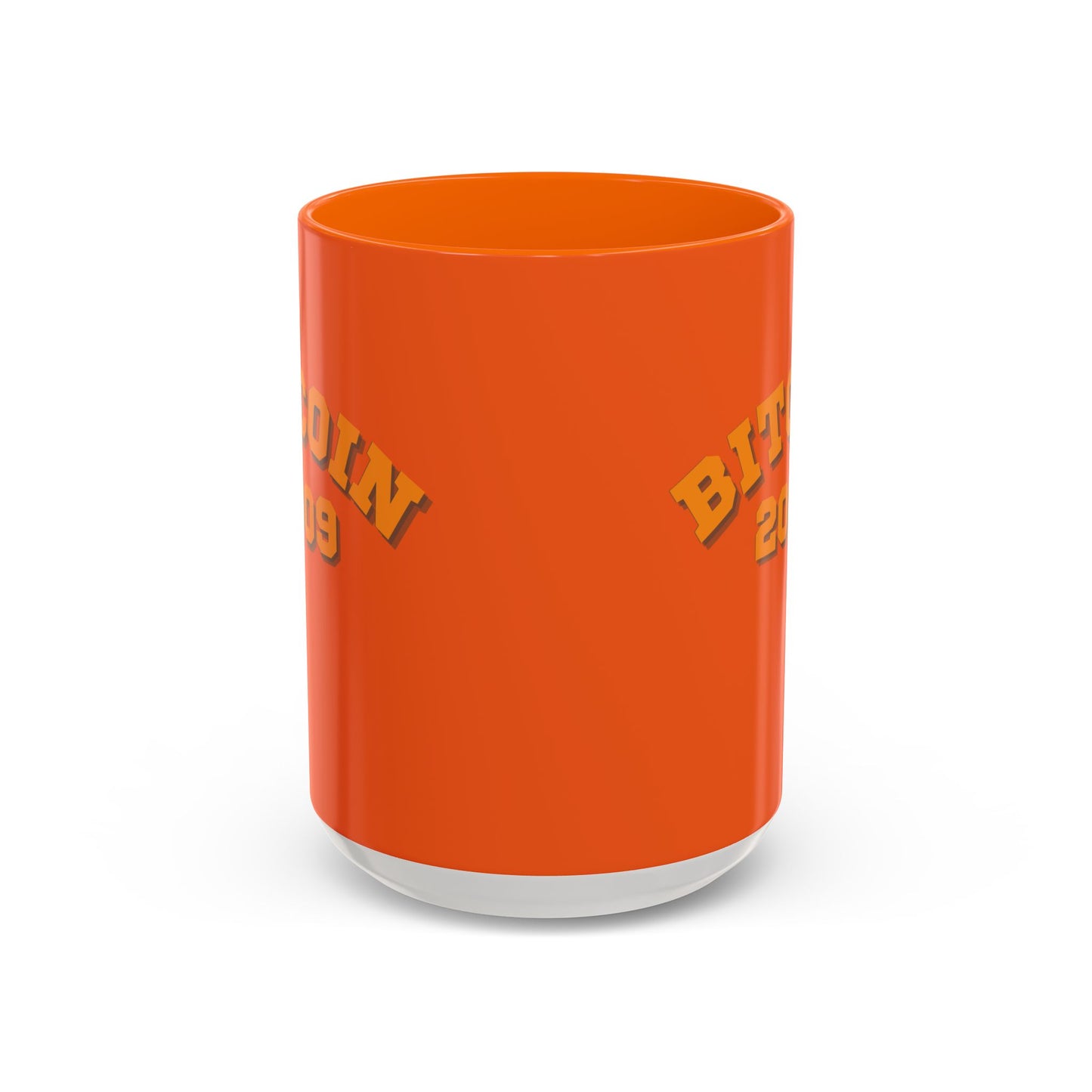 Bitcoin 2009 Orange Accent Mug by cypherpunkgear.com