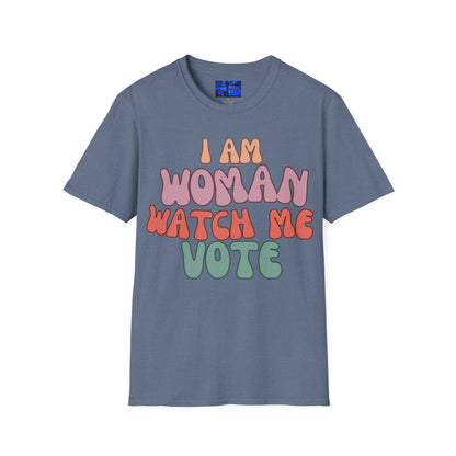 I Am Woman Watch Me Vote Dark colors Unisex T-Shirt by cypherpunkgear.com