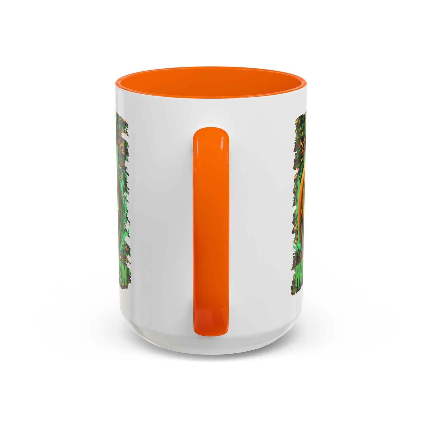 Happy Halloween Green Jack White Accent Mug by CreepyCrafts.boo